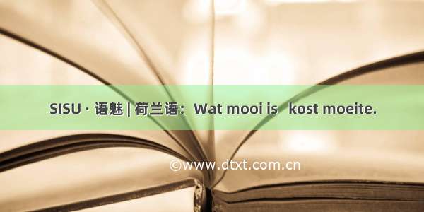 SISU · 语魅 | 荷兰语：Wat mooi is   kost moeite.