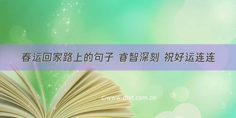 春运回家路上的句子 睿智深刻 祝好运连连