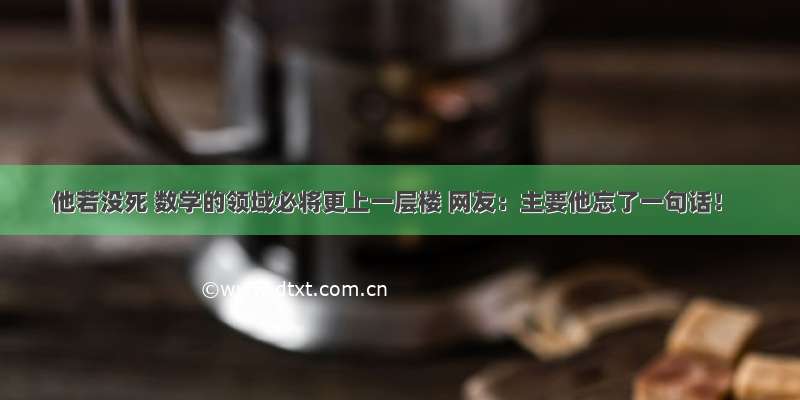 他若没死 数学的领域必将更上一层楼 网友：主要他忘了一句话！