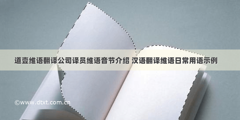 道壹维语翻译公司译员维语音节介绍 汉语翻译维语日常用语示例