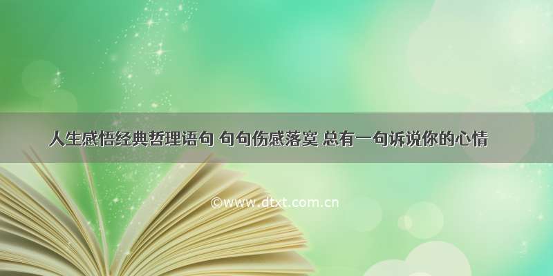 人生感悟经典哲理语句 句句伤感落寞 总有一句诉说你的心情