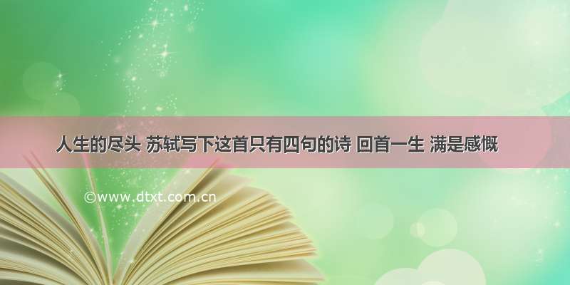 人生的尽头 苏轼写下这首只有四句的诗 回首一生 满是感慨