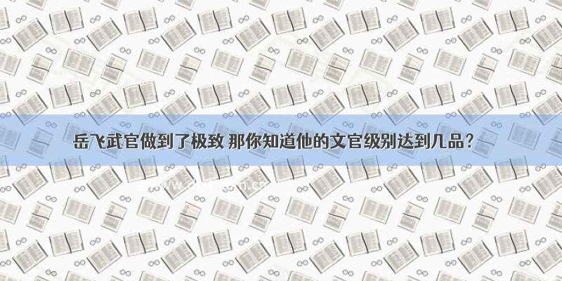 岳飞武官做到了极致 那你知道他的文官级别达到几品？