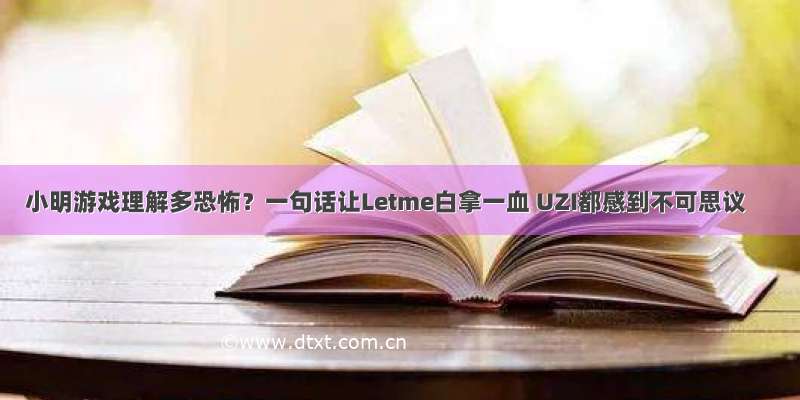 小明游戏理解多恐怖？一句话让Letme白拿一血 UZI都感到不可思议