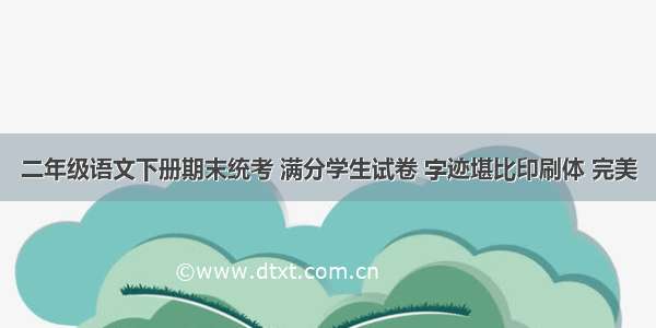 二年级语文下册期末统考 满分学生试卷 字迹堪比印刷体 完美