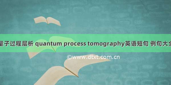 量子过程层析 quantum process tomography英语短句 例句大全