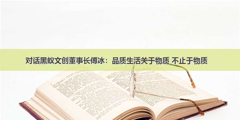 对话黑蚁文创董事长傅冰：品质生活关于物质 不止于物质