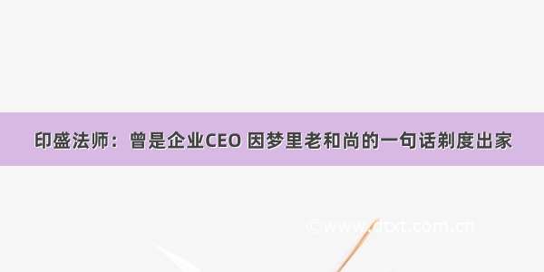 印盛法师：曾是企业CEO 因梦里老和尚的一句话剃度出家