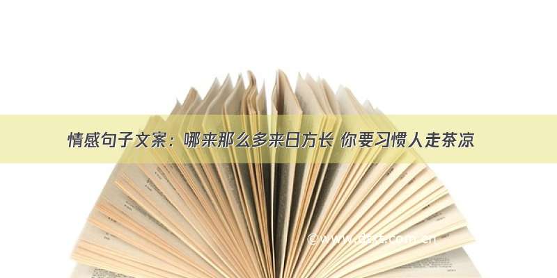 情感句子文案：哪来那么多来日方长 你要习惯人走茶凉