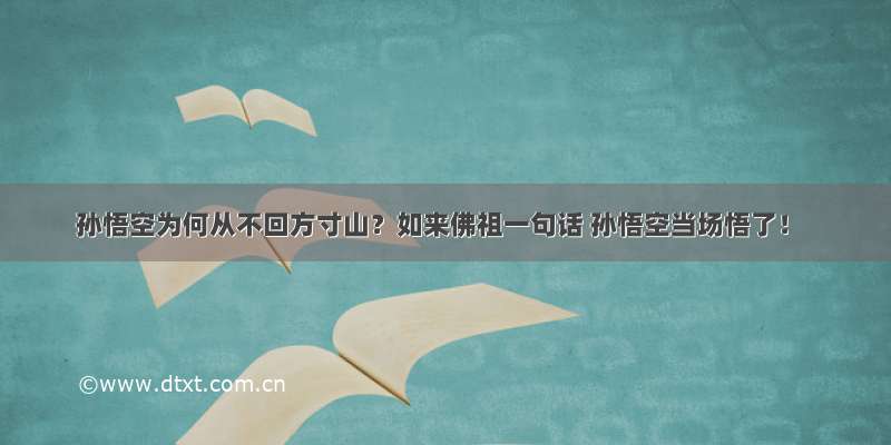 孙悟空为何从不回方寸山？如来佛祖一句话 孙悟空当场悟了！