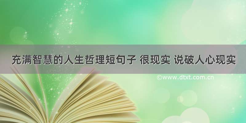 充满智慧的人生哲理短句子 很现实 说破人心现实