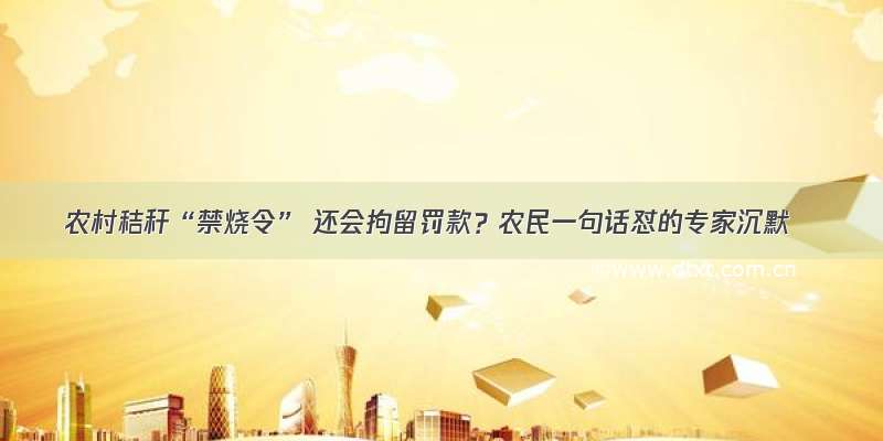 农村秸秆“禁烧令” 还会拘留罚款？农民一句话怼的专家沉默