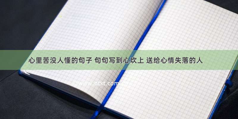 心里苦没人懂的句子 句句写到心坎上 送给心情失落的人