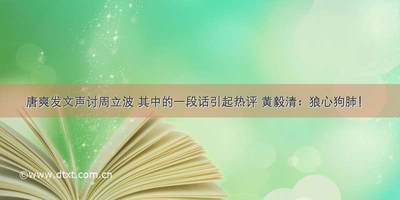 唐爽发文声讨周立波 其中的一段话引起热评 黄毅清：狼心狗肺！