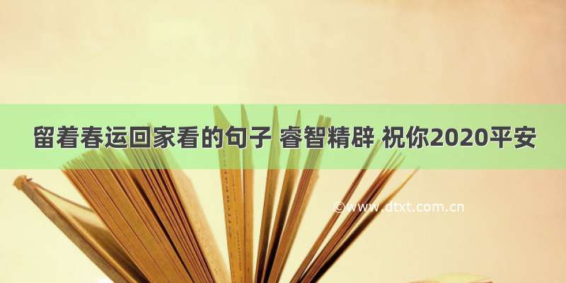 留着春运回家看的句子 睿智精辟 祝你2020平安