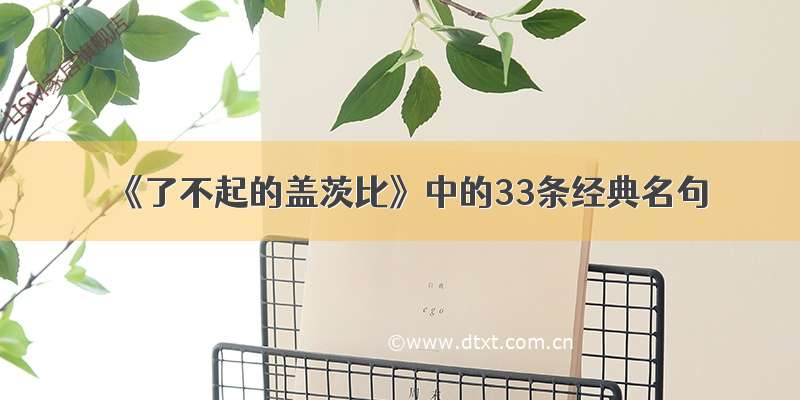 《了不起的盖茨比》中的33条经典名句