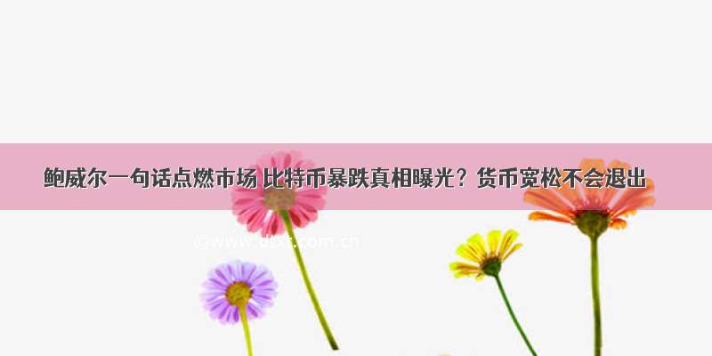 鲍威尔一句话点燃市场 比特币暴跌真相曝光？货币宽松不会退出