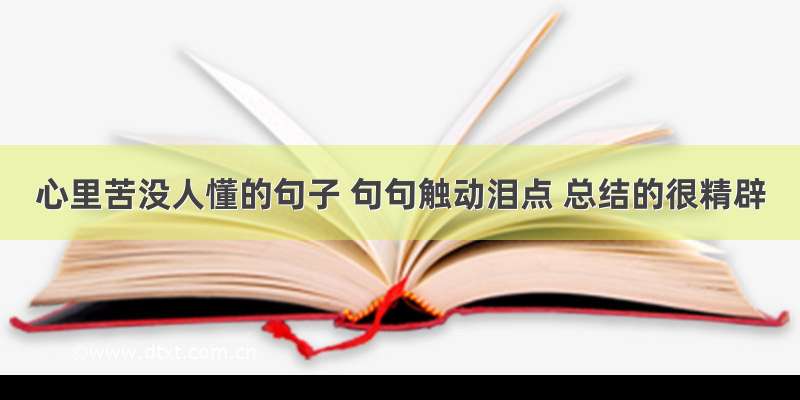 心里苦没人懂的句子 句句触动泪点 总结的很精辟