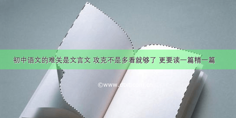 初中语文的难关是文言文 攻克不是多看就够了 更要读一篇精一篇