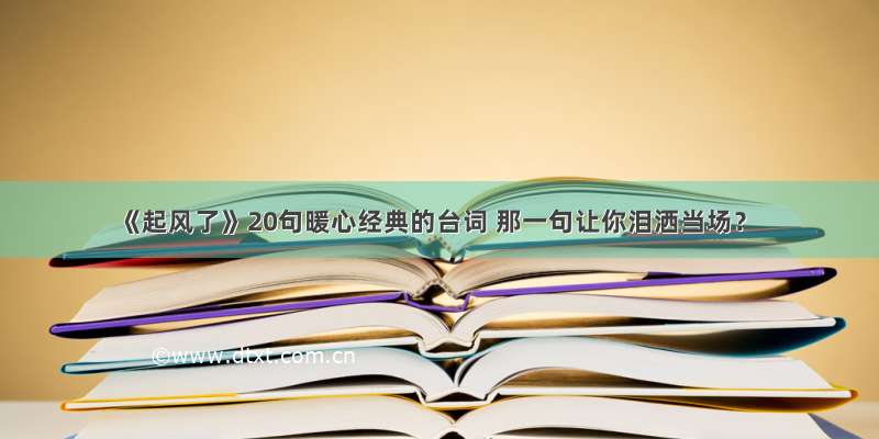 《起风了》20句暖心经典的台词 那一句让你泪洒当场？