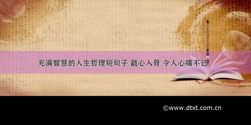 充满智慧的人生哲理短句子 戳心入骨 令人心痛不已