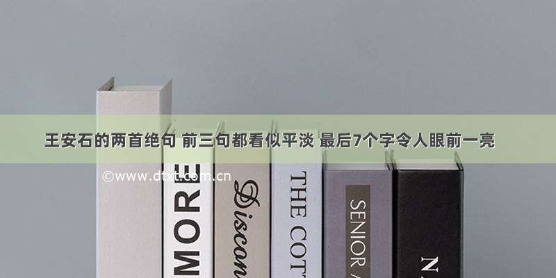 王安石的两首绝句 前三句都看似平淡 最后7个字令人眼前一亮