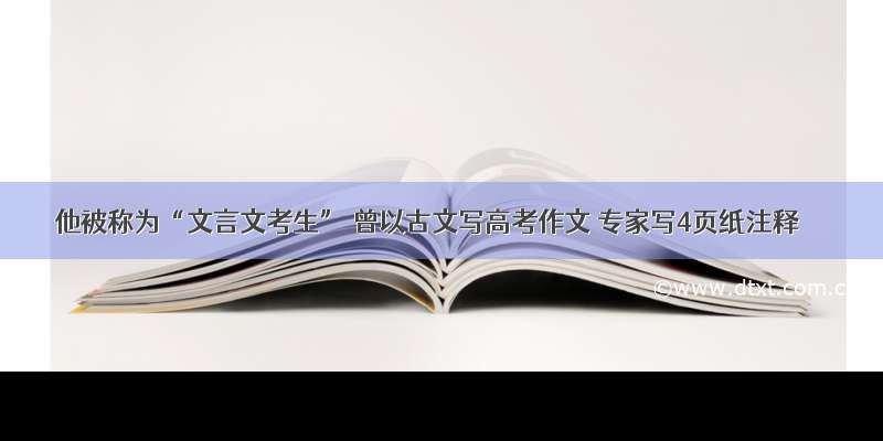 他被称为“文言文考生” 曾以古文写高考作文 专家写4页纸注释