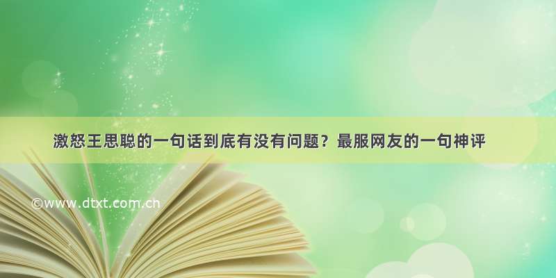 激怒王思聪的一句话到底有没有问题？最服网友的一句神评