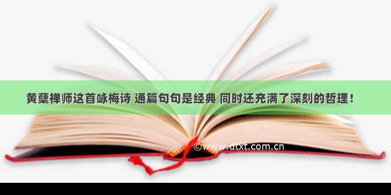 黄蘖禅师这首咏梅诗 通篇句句是经典 同时还充满了深刻的哲理！