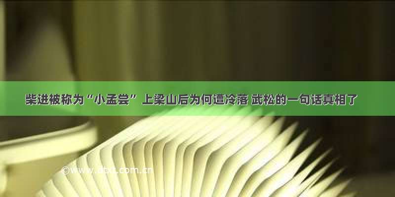 柴进被称为“小孟尝” 上梁山后为何遭冷落 武松的一句话真相了