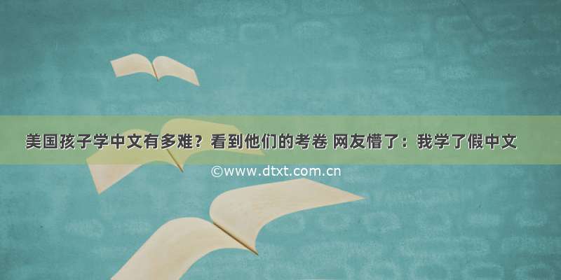 美国孩子学中文有多难？看到他们的考卷 网友懵了：我学了假中文