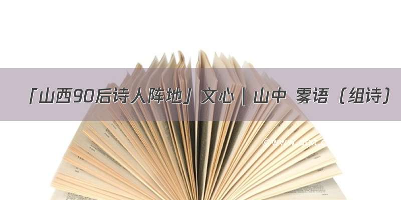 「山西90后诗人阵地」文心｜山中 雾语（组诗）