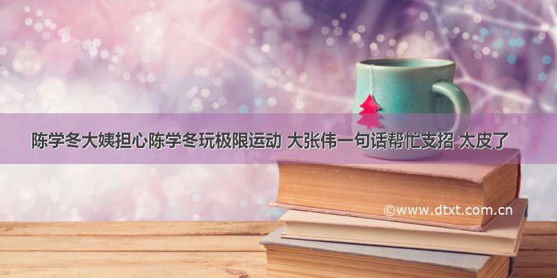 陈学冬大姨担心陈学冬玩极限运动 大张伟一句话帮忙支招 太皮了