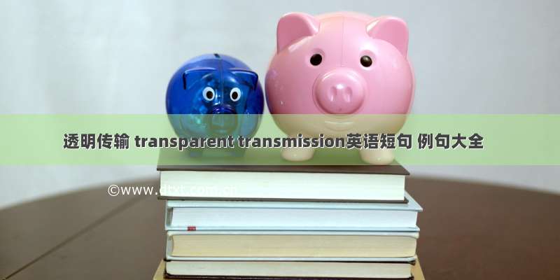 透明传输 transparent transmission英语短句 例句大全