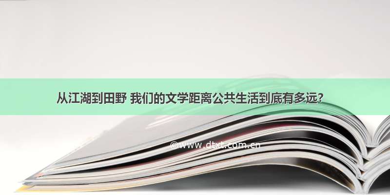 从江湖到田野 我们的文学距离公共生活到底有多远？