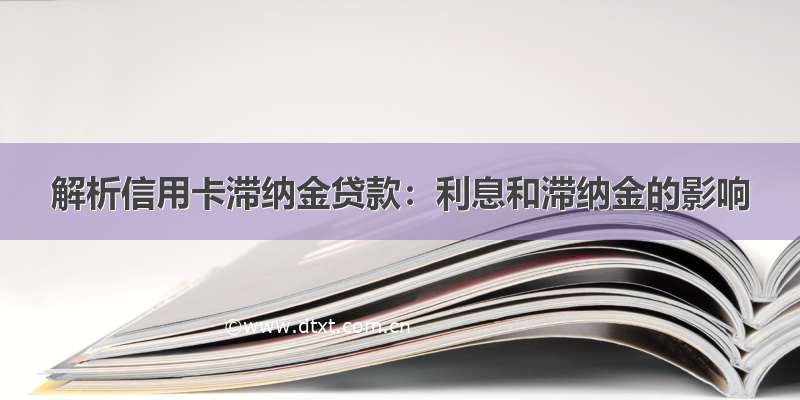 解析信用卡滞纳金贷款：利息和滞纳金的影响