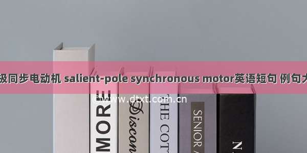 凸极同步电动机 salient-pole synchronous motor英语短句 例句大全