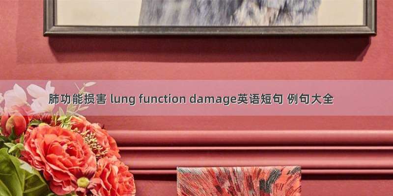 肺功能损害 lung function damage英语短句 例句大全