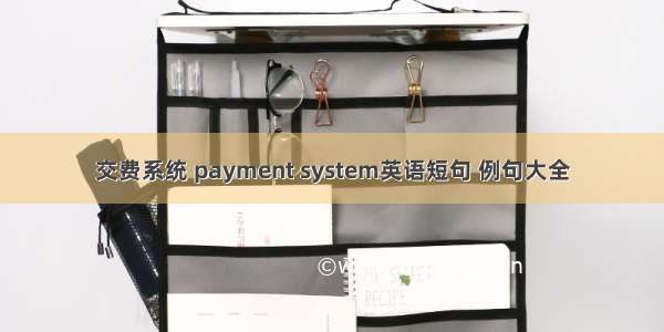 交费系统 payment system英语短句 例句大全