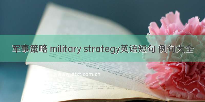 军事策略 military strategy英语短句 例句大全