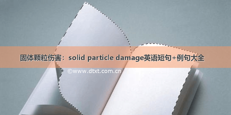 固体颗粒伤害：solid particle damage英语短句+例句大全