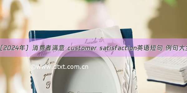（2024年）消费者满意 customer satisfaction英语短句 例句大全