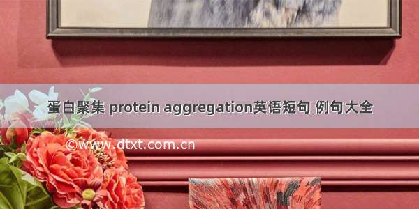 蛋白聚集 protein aggregation英语短句 例句大全